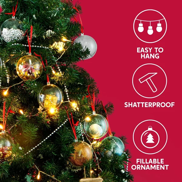 20Pcs Clear Plastic Ball Ornaments 2.76in 2 20Pcs Clear Plastic Ball Ornaments 2.76in - Image 2