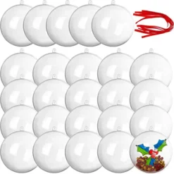 20Pcs Clear Plastic Ball Ornaments 2.76in