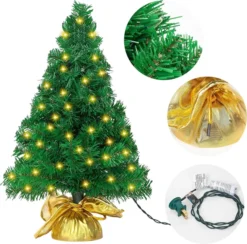 50 LED Tabletop Christmas Tree Pre Lit 22in -Holiday Discount Store 22 Prelit Table top Christmas tree Gold 4 result 600x592 1