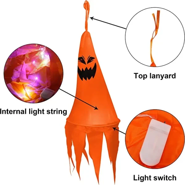 8pcs Light-up Hanging Ghosts Halloween Decoration 24in 5 8pcs Light-up Hanging Ghosts Halloween Decoration 24in - Image 5