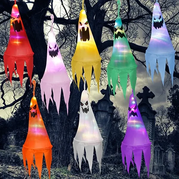 8pcs Light-up Hanging Ghosts Halloween Decoration 24in 6 8pcs Light-up Hanging Ghosts Halloween Decoration 24in - Image 6