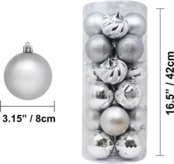 24pcs Silver Shatterproof Christmas Ball Ornaments 3.15in -Holiday Discount Store 24 Pcs Christmas Ball Ornaments Silver 4 result 600x569 1