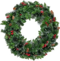 Pre Lit Artificial Christmas Wreath 24in -Holiday Discount Store 24 Prelit Battery Operated Christmas Wreath 4 result 600x608 1