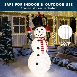 6ft 240 LED Warm White Collapsible Snowman -Holiday Discount Store 240 Count LED Warm White Collapsible Snowman 6ft 5 600x600 1