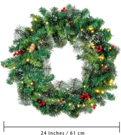 50 LED Battery Operated Snow Flocked Wreath 24in 9 50 LED Battery Operated Snow Flocked Wreath 24in -Holiday Discount Store 24Snow Flocked Prelit Christmas Wreath 4 result 600x667 1