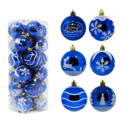 24pcs Blue And White Christmas Ball Ornaments