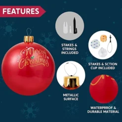 LED Inflatable Christmas Ball 25in -Holiday Discount Store 25in Christmas Ball Ornament Inflatable 6 600x600 1
