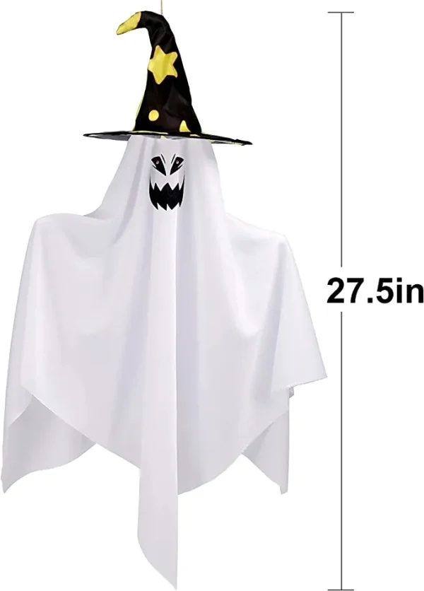 3pcs Hanging Ghost Decoration With Wizard Hat 27.5in 2 3pcs Hanging Ghost Decoration With Wizard Hat 27.5in - Image 2