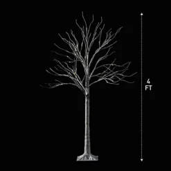 2x 4ft White Birch Tree With 64 LED Lights 9 2x 4ft White Birch Tree With 64 LED Lights -Holiday Discount Store 2Pcs 64 LED White Birch Tree with Lights 4ft 4