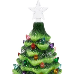 2pcs Pre Lit Ceramic Tabletop Christmas Tree 7in -Holiday Discount Store 2Pcs Ceramic Christmas Trees 7in 1 1