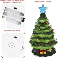 2pcs Pre Lit Ceramic Tabletop Christmas Tree 7in -Holiday Discount Store 2Pcs Ceramic Christmas Trees 7in 2 1