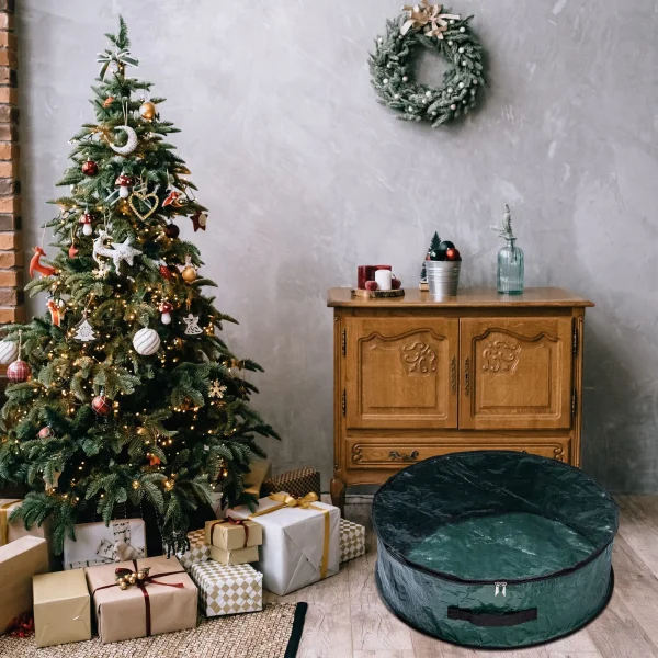 2Pcs Christmas Wreath Green Storage Bag With Clear Window 4 2Pcs Christmas Wreath Green Storage Bag With Clear Window - Image 4