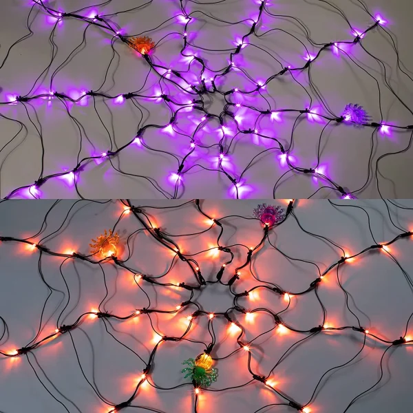 2pcs Halloween Spider Web Lights 2 2pcs Halloween Spider Web Lights - Image 2