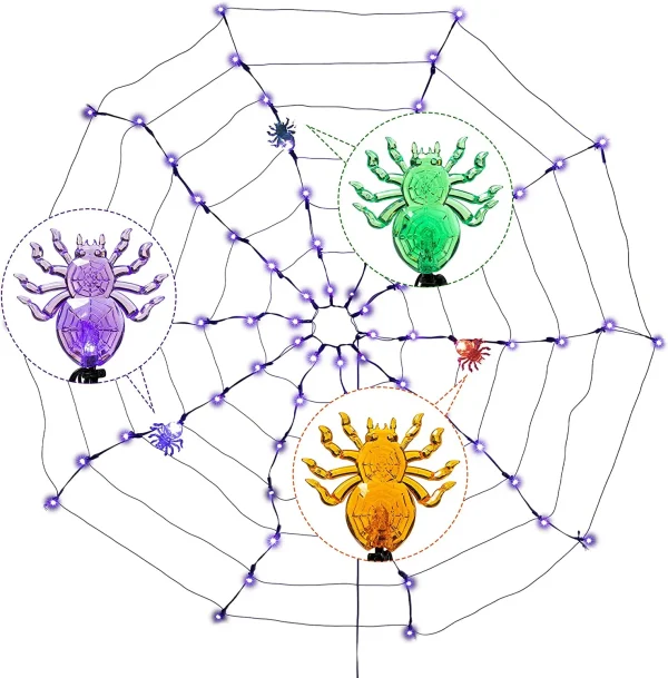 2pcs Halloween Spider Web Lights 4 2pcs Halloween Spider Web Lights - Image 4