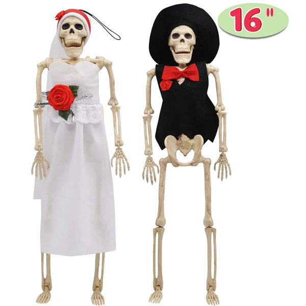 2Pcs Poseable Bride And Groom Full Body Skeleton 16in 4 2Pcs Poseable Bride And Groom Full Body Skeleton 16in - Image 4