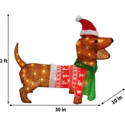 2ft LED Dog Christmas Decoration -Holiday Discount Store 2ft Tinsel Wiener Dog Christmas Yard Lights 1