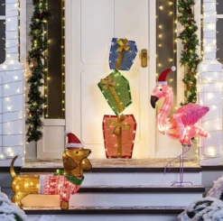 2ft LED Dog Christmas Decoration -Holiday Discount Store 2ft Tinsel Wiener Dog Christmas Yard Lights 2 600x596 1