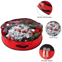 2pcs Red Wreath Storage Bags With Clear Window 24in -Holiday Discount Store 2pcs Red Wreath Storage Bags with Clear Window 24in 4 600x600 1