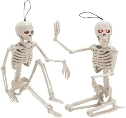 2pcs Skeleton Decoration With Red Light Eyes 16in