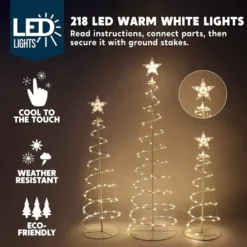 3pcs Outdoor Spiral Christmas Tree Warm White Lights -Holiday Discount Store 3 Packs Lighted Spiral Christmas Tree Set 3 result 600x600 1
