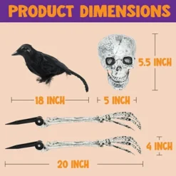 Halloween Skeleton Outdoor Decoration 11 Halloween Skeleton Outdoor Decoration -Holiday Discount Store 3 Pcs Skeleton Yard Stake With 2 Crows 7 600x600 1