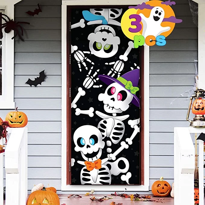 3pcs Cute Skeleton Family Door Cover 3D 30in X 72in 2 3pcs Cute Skeleton Family Door Cover 3D 30in X 72in - Image 2