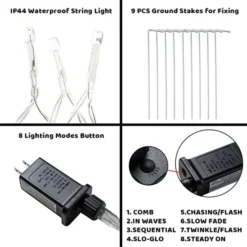 345 LED 8 Lighting Modes Waterfall Lights White 16.4ft 11 345 LED 8 Lighting Modes Waterfall Lights White 16.4ft -Holiday Discount Store 345 LED 8 Lighting Modes Waterfall Lights White 1 600x600 1