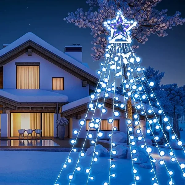 345 LED 8 Lighting Modes Waterfall Lights White 16.4ft 1 345 LED 8 Lighting Modes Waterfall Lights White 16.4ft