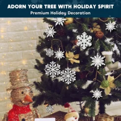 36pcs White Glitter Snowflake Christmas Ornaments 8 36pcs White Glitter Snowflake Christmas Ornaments -Holiday Discount Store 36Pcs White Snowflake Ornaments Christmas 3 600x600 1