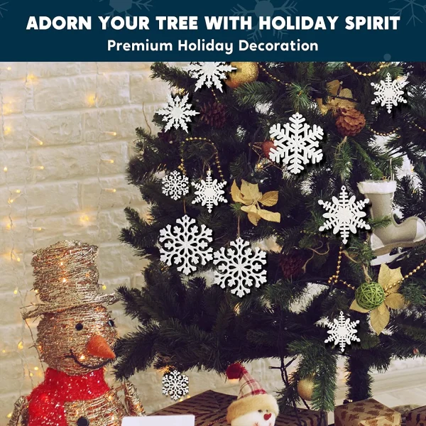 36pcs White Glitter Snowflake Christmas Ornaments 3 36pcs White Glitter Snowflake Christmas Ornaments - Image 3