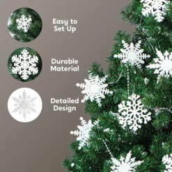 36pcs White Glitter Snowflake Christmas Ornaments 9 36pcs White Glitter Snowflake Christmas Ornaments -Holiday Discount Store 36Pcs White Snowflake Ornaments Christmas 4 600x600 1