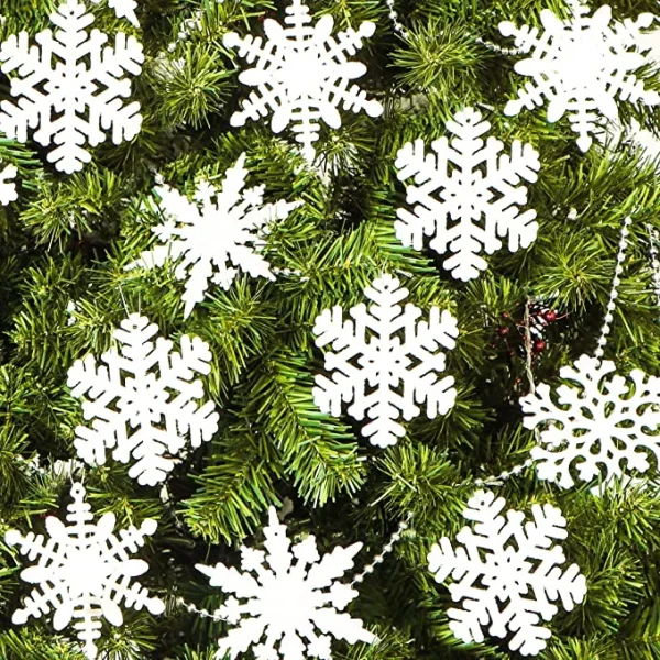 36pcs White Glitter Snowflake Christmas Ornaments 1 36pcs White Glitter Snowflake Christmas Ornaments