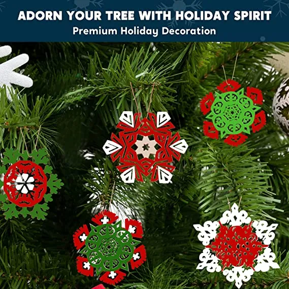 36pcs Hanging Christmas Wooden Snowflake Ornament 3 36pcs Hanging Christmas Wooden Snowflake Ornament - Image 3
