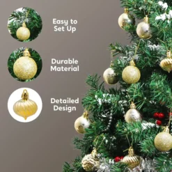 36pcs Gold Christmas Ball Ornaments 1.57in -Holiday Discount Store 36pcs Gold Christmas Ball Ornaments 1 6 600x600 1