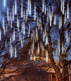 3x 8 Tubes (12in) Christmas Meteor Shower Icicle String Lights -Holiday Discount Store 3Pcs Christmas Meteor Shower Icicle String Lights 4 600x680 1
