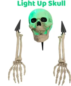 3Pcs Lighted Skull And Skeleton Arms Groundbreaker Stakes (Green Light) -Holiday Discount Store 3Pcs Lighted Skull and Skeleton Arms Groundbreaker Stakes Green Light 1 600x723 1