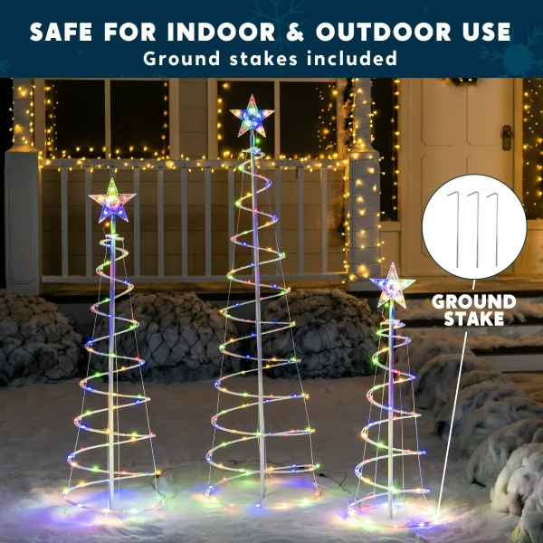 3Pcs Lighted Spiral Christmas Tree Set LED Warm White 2 3Pcs Lighted Spiral Christmas Tree Set LED Warm White - Image 2