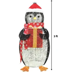 Light Up Penguin Christmas Decoration 3ft -Holiday Discount Store 3ft 140 LED Cotton Penguin Yard Light 1
