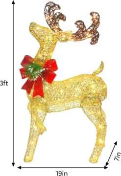3ft 60 LED Light Up Yard Reindeer Buck Gold -Holiday Discount Store 3ft Fabric Gold Buck Head Up 6 result 600x874 1