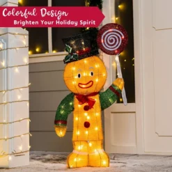50-Count LED Warm White Tinsel Christmas Gingerbread Man -Holiday Discount Store 3ft LED Yard Light Tinsel Gingerbread Man 4 result 600x600 1