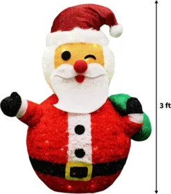 3ft 100 LED Plush Collapsible Santa 11 3ft 100 LED Plush Collapsible Santa -Holiday Discount Store 3ft Tinsel Collapsible Santa LED Yard Light 6 result 600x683 1