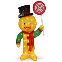 50-Count LED Warm White Tinsel Christmas Gingerbread Man -Holiday Discount Store 3ft Tinsel Gingerbread Man Christmas Yard Light 3 600x600 1