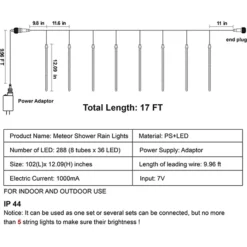 3x 8 Tubes (12in) Christmas Meteor Shower Icicle String Lights -Holiday Discount Store 3x 8 Tubes 12in Christmas Meteor Shower Icicle String Lights