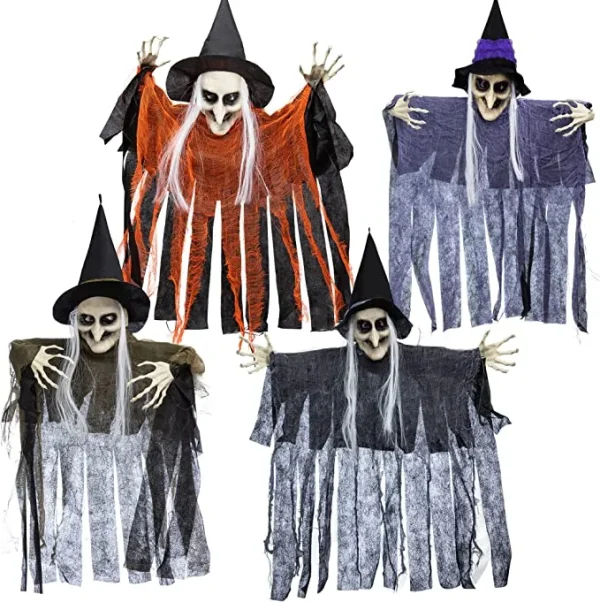 4pcs Halloween Hanging Witch Decoration 24in 2 4pcs Halloween Hanging Witch Decoration 24in - Image 2
