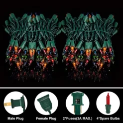 2x100 Multicolor Christmas Green Wire String Lights 21.3ft 8 2x100 Multicolor Christmas Green Wire String Lights 21.3ft -Holiday Discount Store 42.6 FT 200 Count Christmas Multicolor Green Wire String Lights 3 result 600x600 1