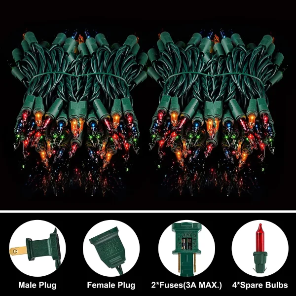 2x100 Multicolor Christmas Green Wire String Lights 21.3ft 3 2x100 Multicolor Christmas Green Wire String Lights 21.3ft - Image 3