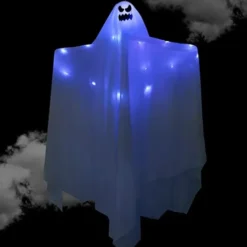 Halloween Light Up Hanging Ghost 47in 7 Halloween Light Up Hanging Ghost 47in -Holiday Discount Store 47 Light up Hanging Ghost with Hat and Spooky Blue LED Light 5 600x600 1