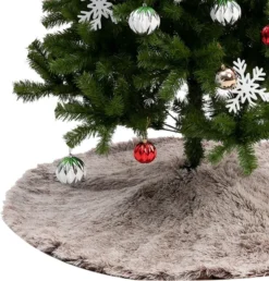 Brown Faux Fur Christmas Tree Skirt 48in