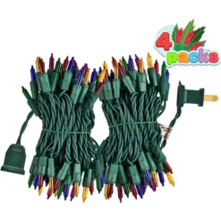 4x100 LED Multicolor Christmas Green Wire String Lights 21.3ft -Holiday Discount Store 4Pcs 100 LED Christmas Multicolor Green Wire String Lights 21 2