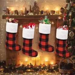 4Pcs Buffalo Plaid Christmas Stockings -Holiday Discount Store 4Pcs Buffalo Plaid Christmas Stockings 4 result 600x600 1